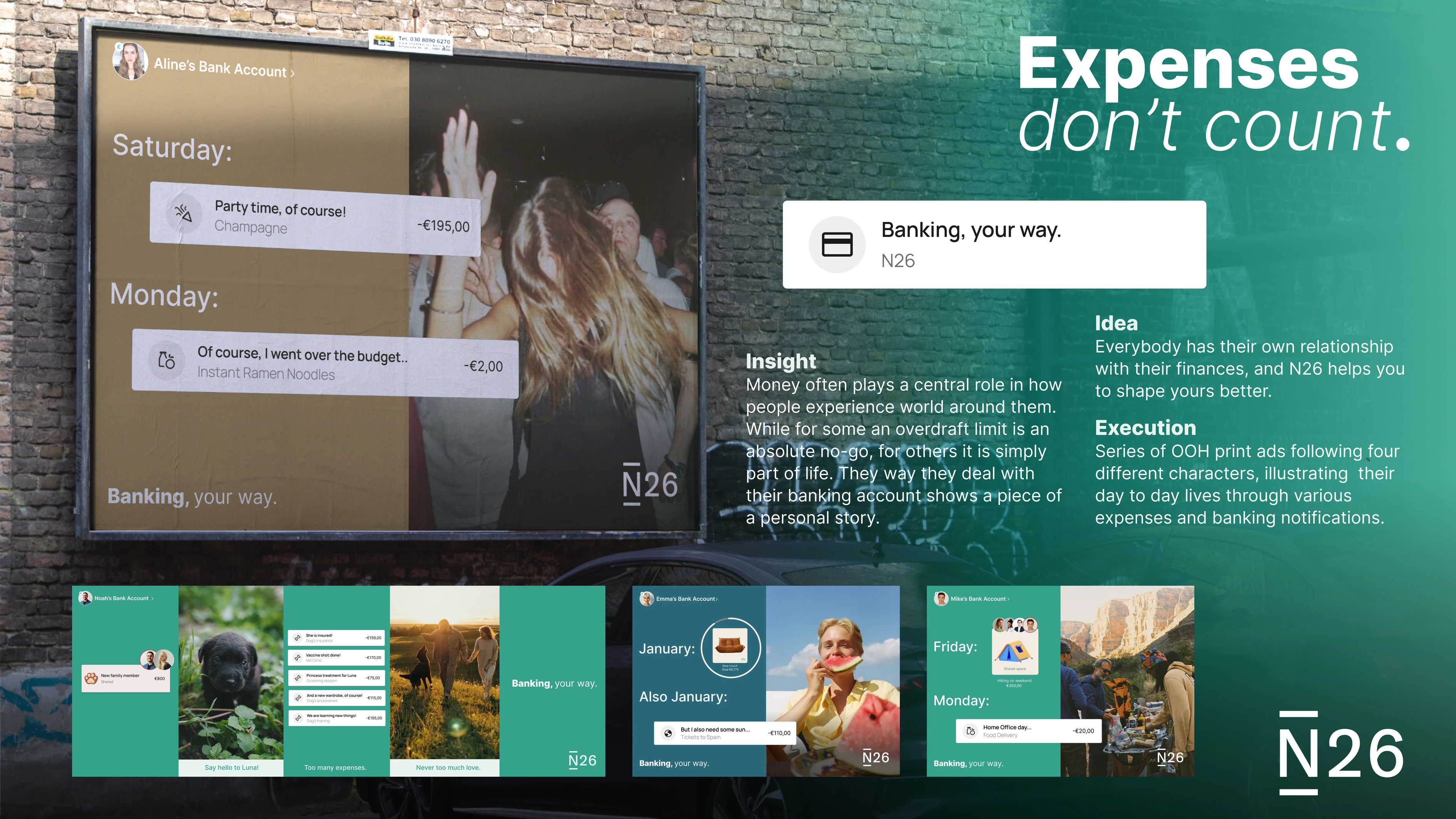 N26 banking campaign hero visual showcasing modern digital banking interface