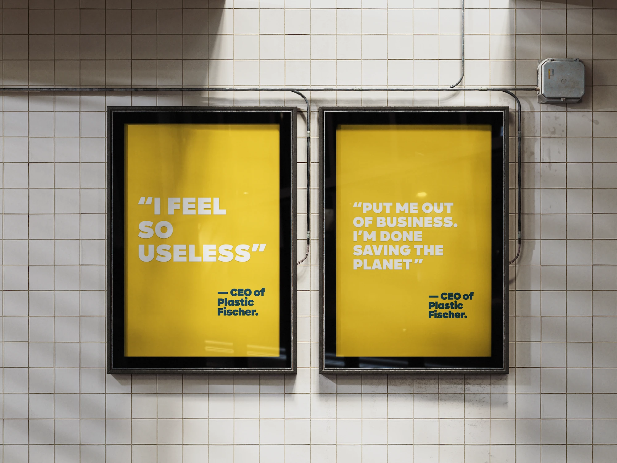 Plastic Fischer provocative campaign creative designed to drive environmental awareness