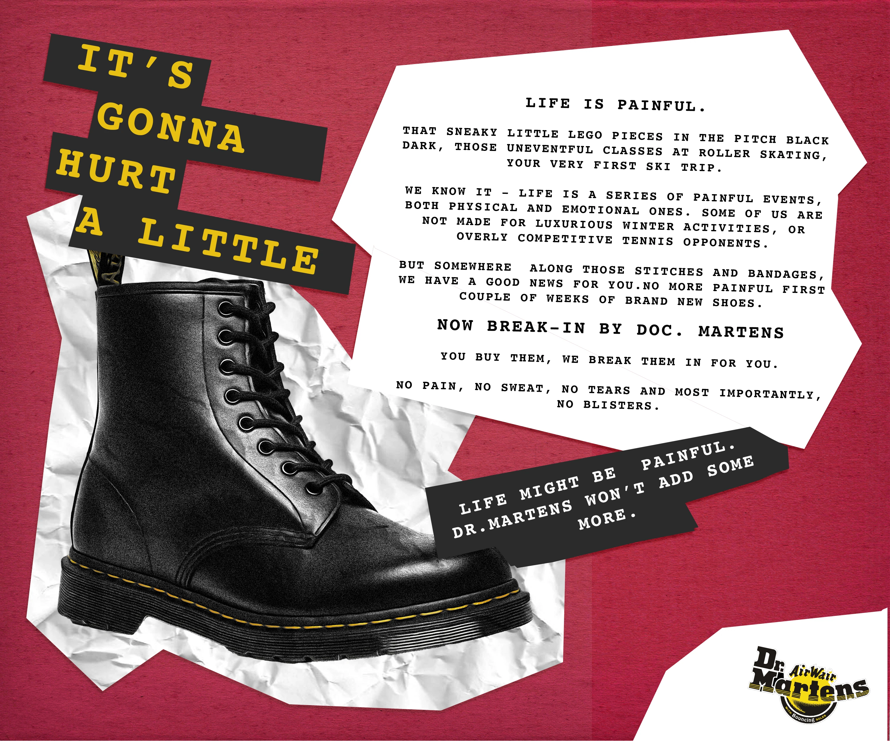Dr. Martens 1460 campaign creative with provocative messaging about iconic footwear